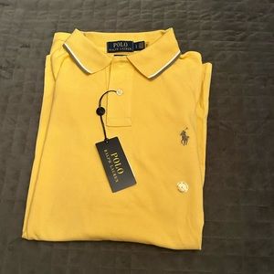 Men’s Ralph Lauren classic fit mesh Polo Shirt in fall yellow NEW w tags - L